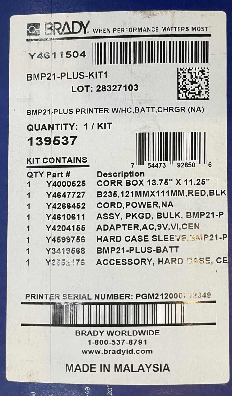 Brady BMP21PLUS Handheld Label Printer Kit Bundle W/HC (Brand New