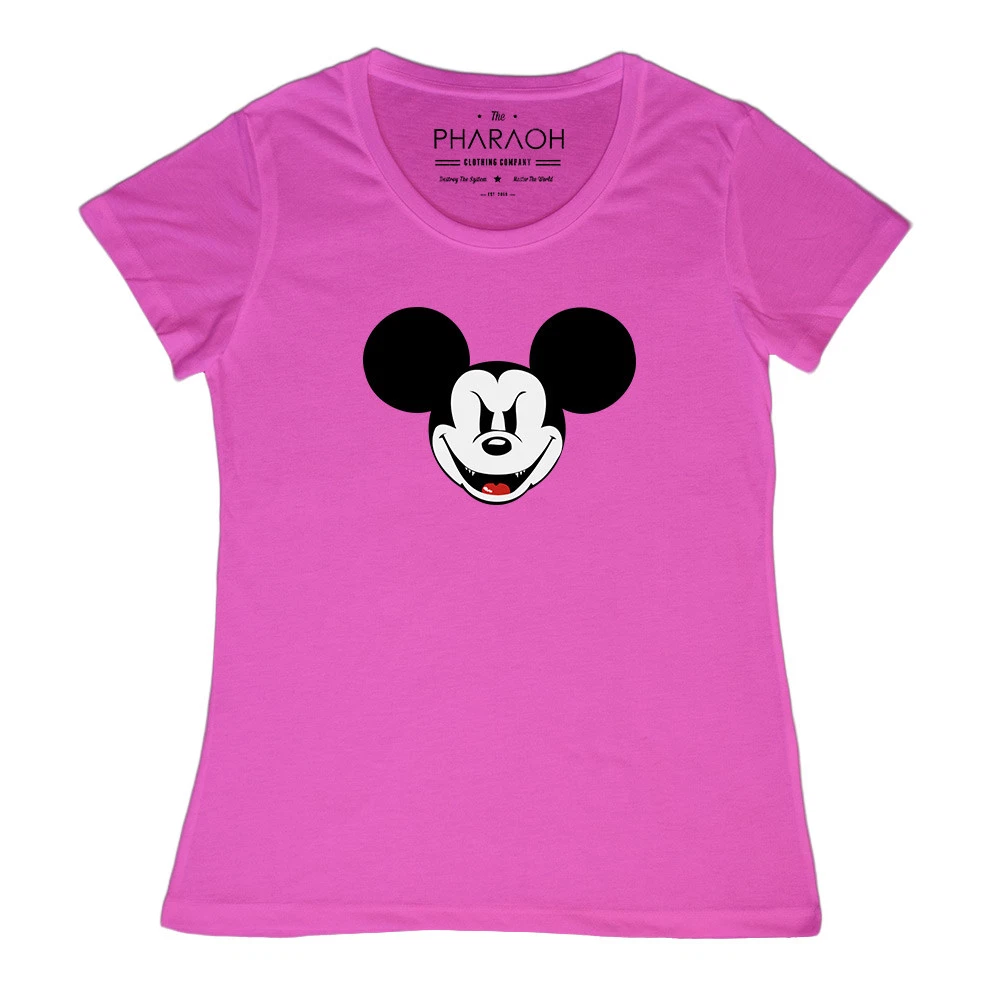 EVIL MICKEY MOUSE DISNEY LADIES FITTED T SHIRT SIZE 8 20 Womens Girls Top