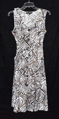 Mille Gabrielle Black & White Zebra Print Cotton Womens Dress Tie Belt Size S
