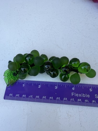 3 Vintage MCM Glass Blown Green Blue Pink (Fuchsia) Glass Grape Cluster Grapes - Picture 12 of 14