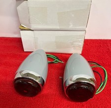 Pair Incandescent Tail Lights W Glass Lens Gray Housing For 1939 Chevy Car Pair Incandescent Tail Lights W Glass Lens Gray Housing For 1939 Chevy Car