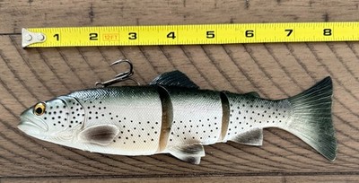 3D Line Thru Rainbow Trout 8'' 3 1/3oz Slow Sink Fishing Lure Muskie Pike Bass