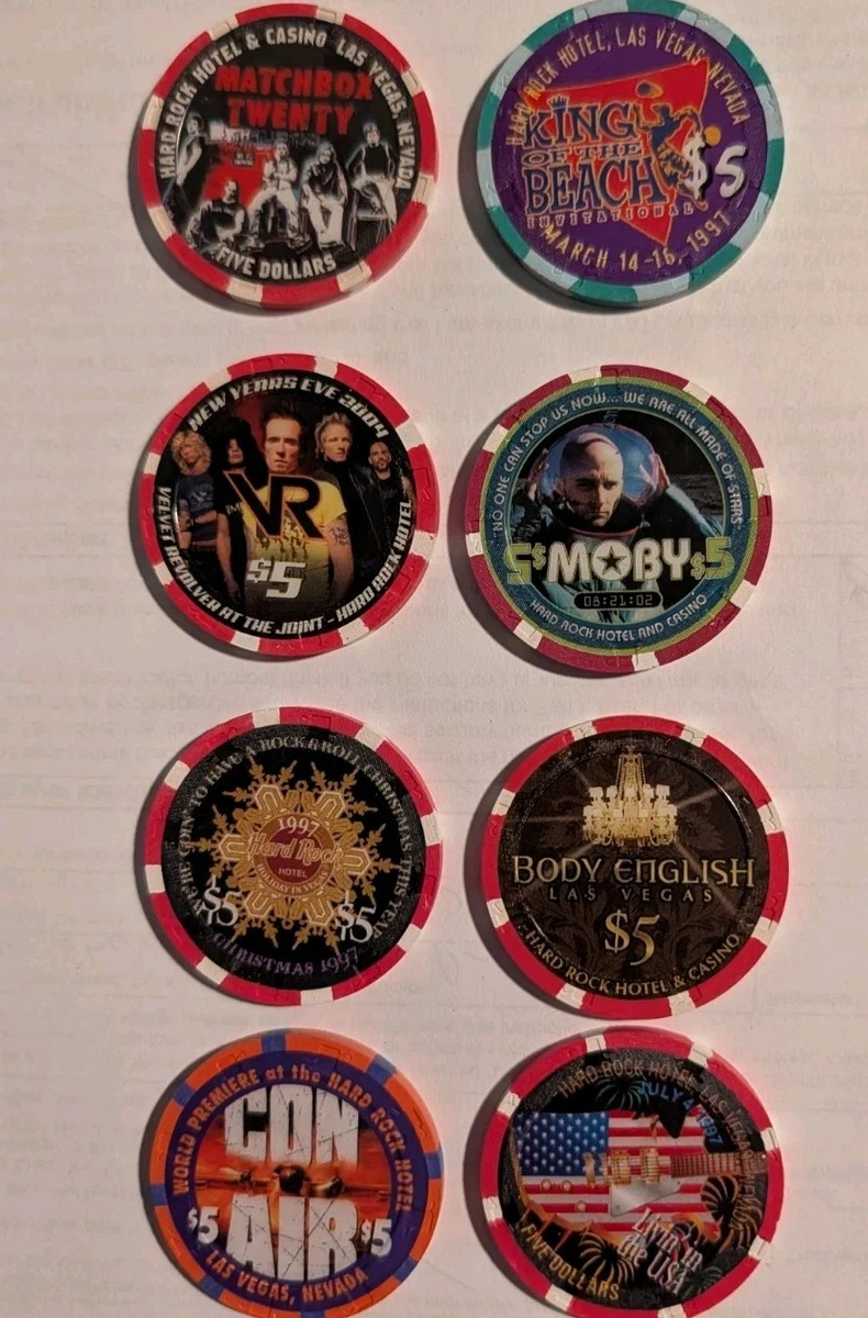 Hard Rock Chip In Collectible Individual $5 Casino Chips for sale