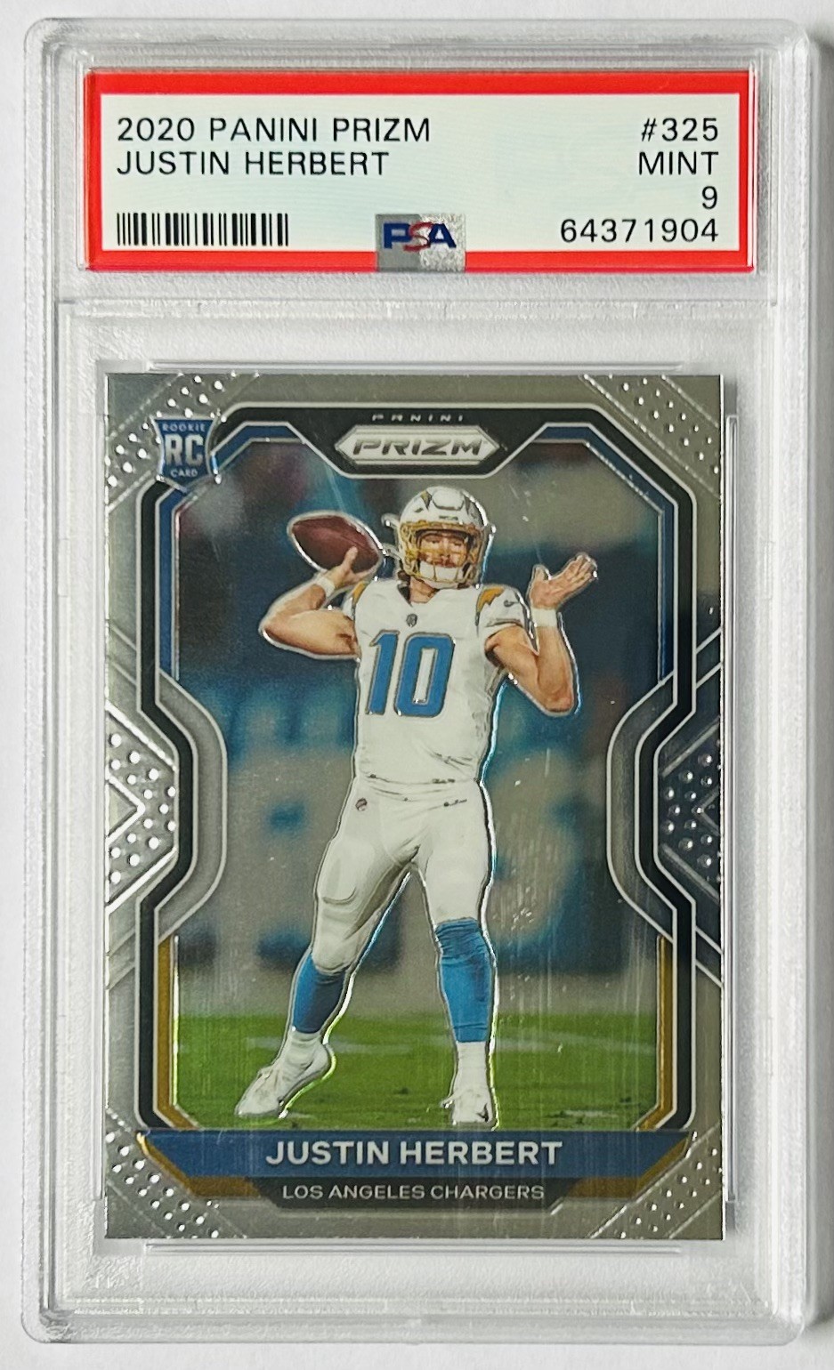 2020 Justin Herbert ROOKIE CARD RC Panini Prizm Los Angeles Chargers #325 PSA 9
