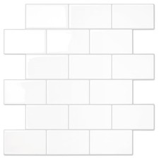 Peel and Stick Backsplash Subway Tiles, 10 Sheets of 12" x 12" - 3D Adhesive ...