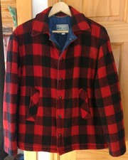 Vintage 60  s Men Maine Guide By Congress Wool Jacket Red Blue Plaid Size L