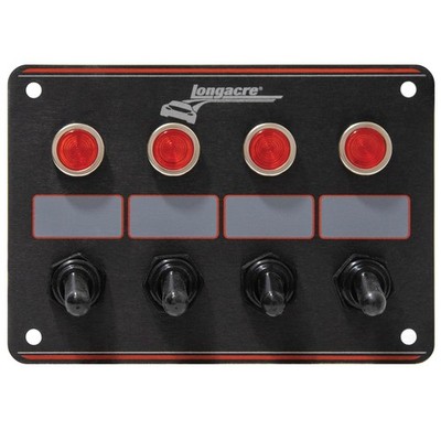Longacre  52-44865 4 Switch Accessory Panel with 4 Pilot Lights, Waterproof