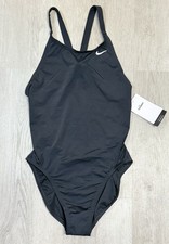 Nike Swim Women  s One Piece Swimsuit Racerback Athletic Size 10 Black NWT