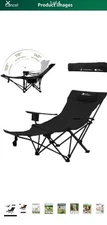MOBI GARDEN Reclining Camping Chair with Foot Rest 4-Position Adjustable Black