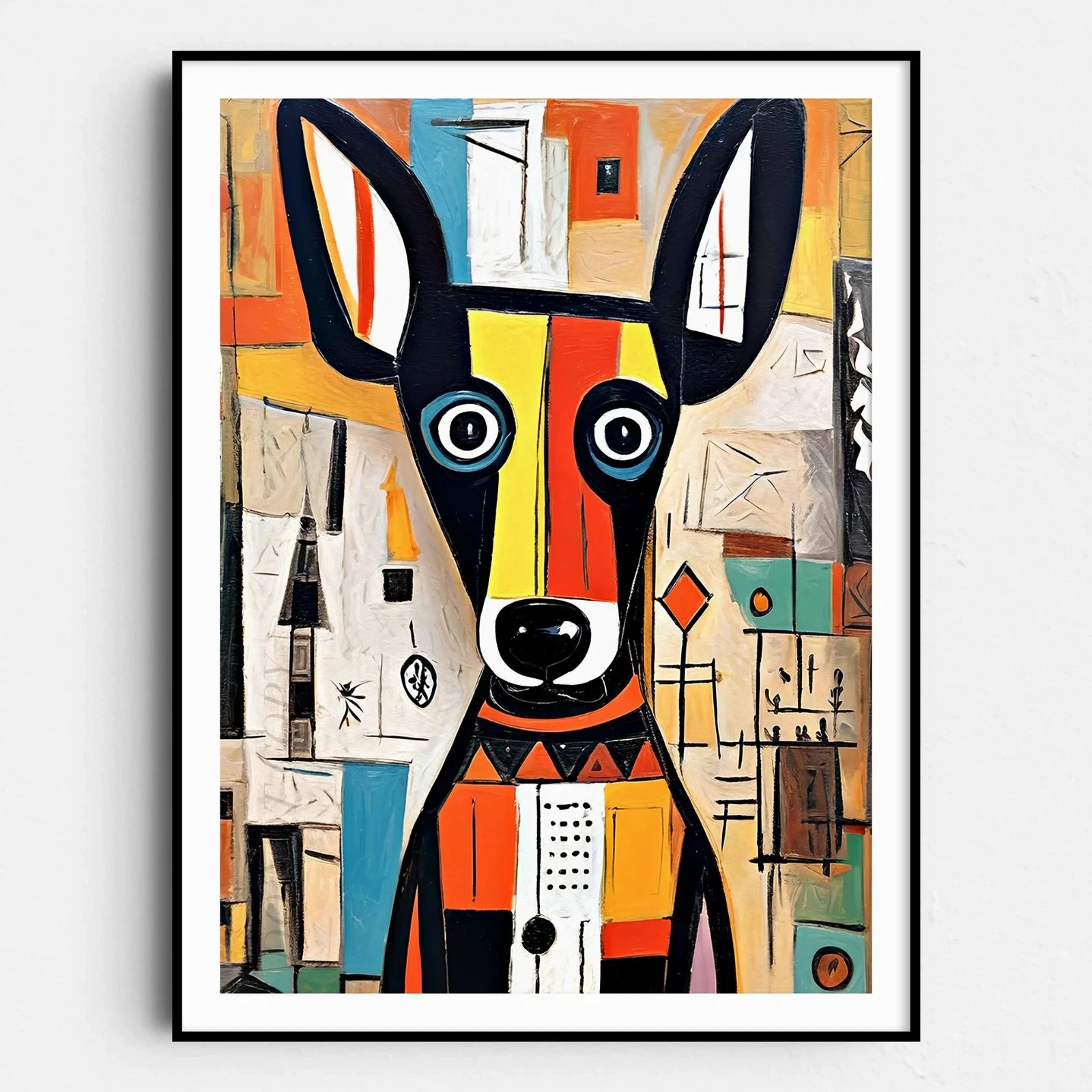 The Picasso Dog Retro Cubism Animals Wall Art Poster Print