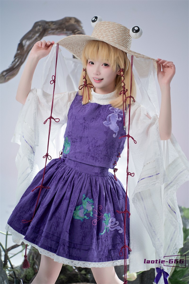 TouHou Project Moriya Suwako Cosplay Costume Women Girl Purple