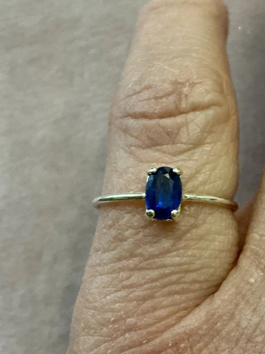 Bague Ajustable Saphir Bleu Ovale En Simili - Bijou Artisanal Taille Signet