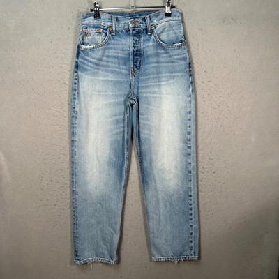 Etica Womens Size 25 High-Waisted Light Wash Straight-Leg Denim Jeans