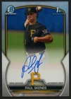 2023 Bowman Chrome Refractor Paul Skenes Pirates RC Rookie ON CARD AUTO 421/499