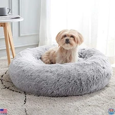 WESTERN HOME WH Cozy Anti-Anxiety Donut Cuddler Bed for Dogs & Cats - Faux Fur
