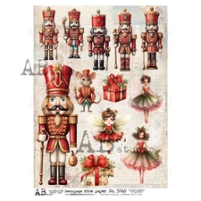 Nutcracker Christmas Elements #2 | A4 Rice Paper | Paper for Decoupage | AB