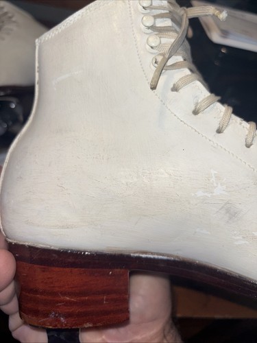 Super Teri White Ice Skates Size 4 1/2 AAA 50 MK Sheffield Steel Prof Blades - Picture 8 of 17
