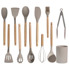 Silicone Cooking Utensil Set,12 PCS Cooking Cookware Kitchen Utensils Set, No...