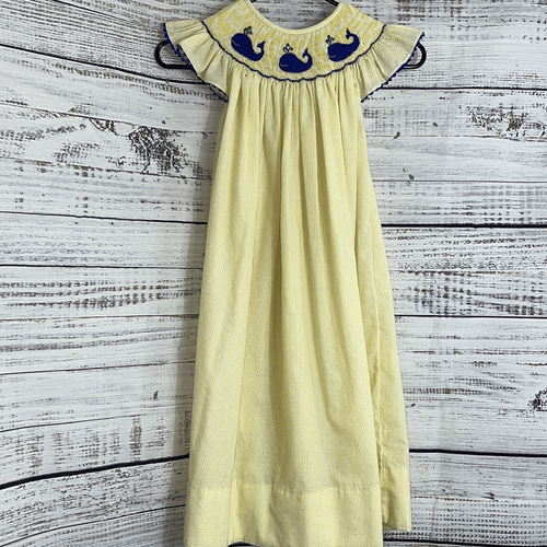 Born to be Sassy girls embroidered seersucker 100% cotton dress 7T yellow - Picture 2 of 11