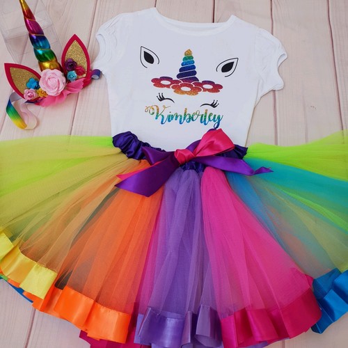 ANY NAME Unicorn Birthday Outfit Dress 