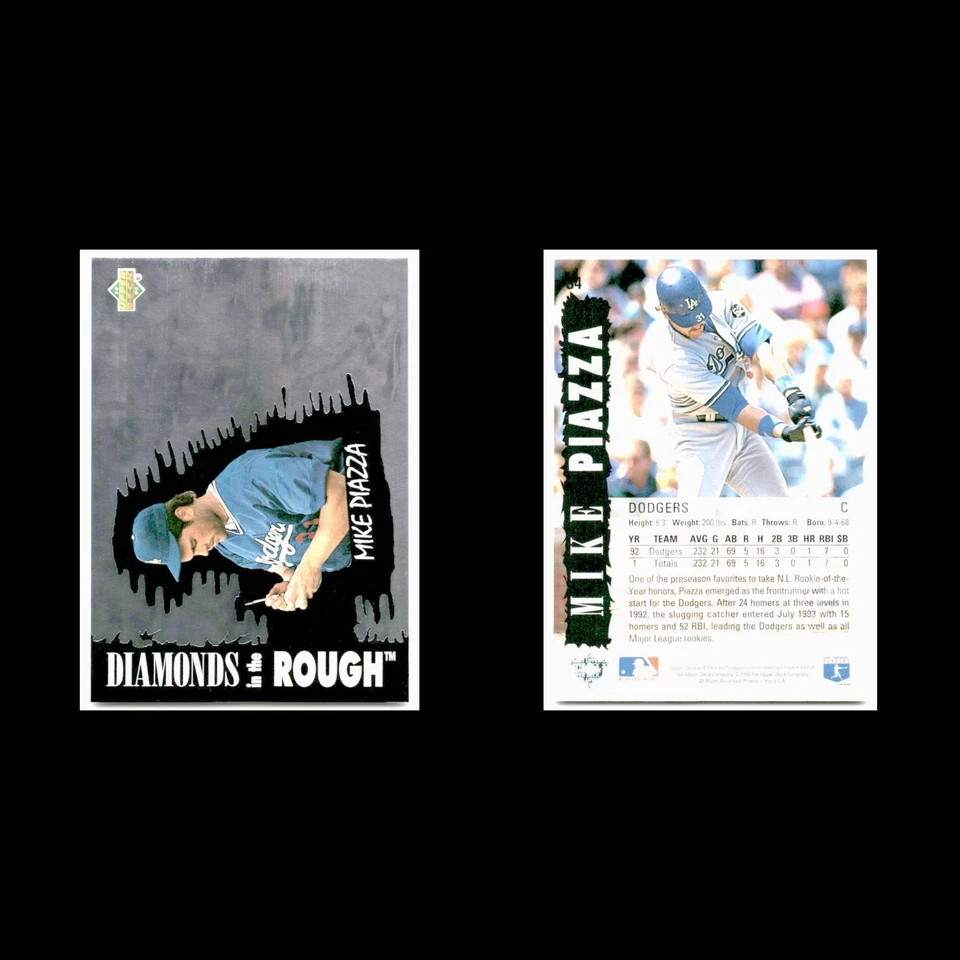 Mike Piazza #34 1993 Upper Deck Diamond Gallery Los Angeles Dodgers Baseball MLB - Image 3 of 3