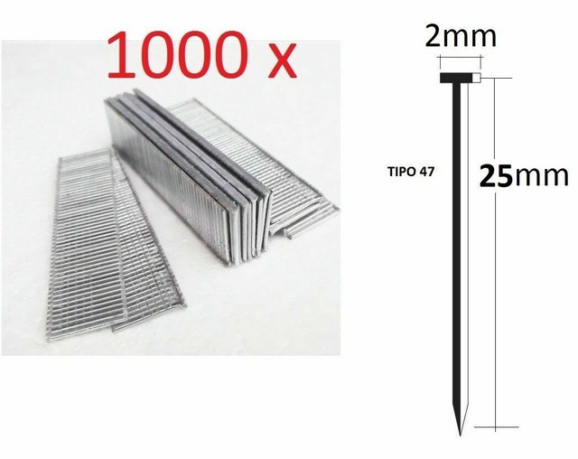 1000 clavos de 25mm para grapadora recargable Parkside Lidl Pat20 Li A1  envio | Compra online en eBay