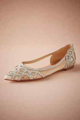 Badgley Mischka Embellished White Flats Badgley Mischka Women's