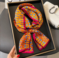 100 Mulberry Silk Scarf 150X15CM Women's Long Double sided Printed Scarf