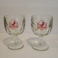 Vintage Michelob Beer Thumbprint Goblets Glass Stein 1970s Cornucopia Set Of 2 