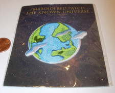 crafts earth space planet Embroidered iron On Badge Patch blue green 2 1/2"