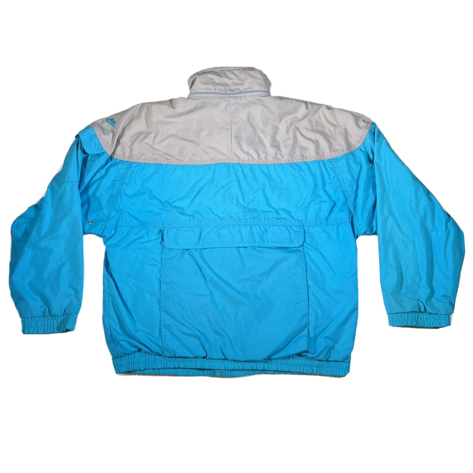 SACAI X NIKE Giacca a vento Nike vintage anni 90 grigia etichetta taglia large blu e grigia full zip bottone