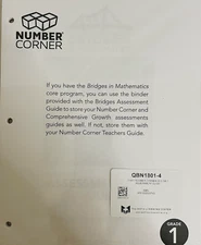 Number Corner Grade 1 Assessment Guide 2nd Edition NEW Math Learning Center Home
