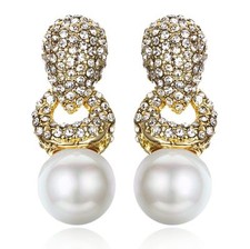 Classy Pearl Austrian Crystal Rhinestone Chandelier Dangle Earring Prom E103g