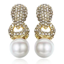 Classy Pearl Austrian Crystal Rhinestone Chandelier Dangle Earring Prom E103g