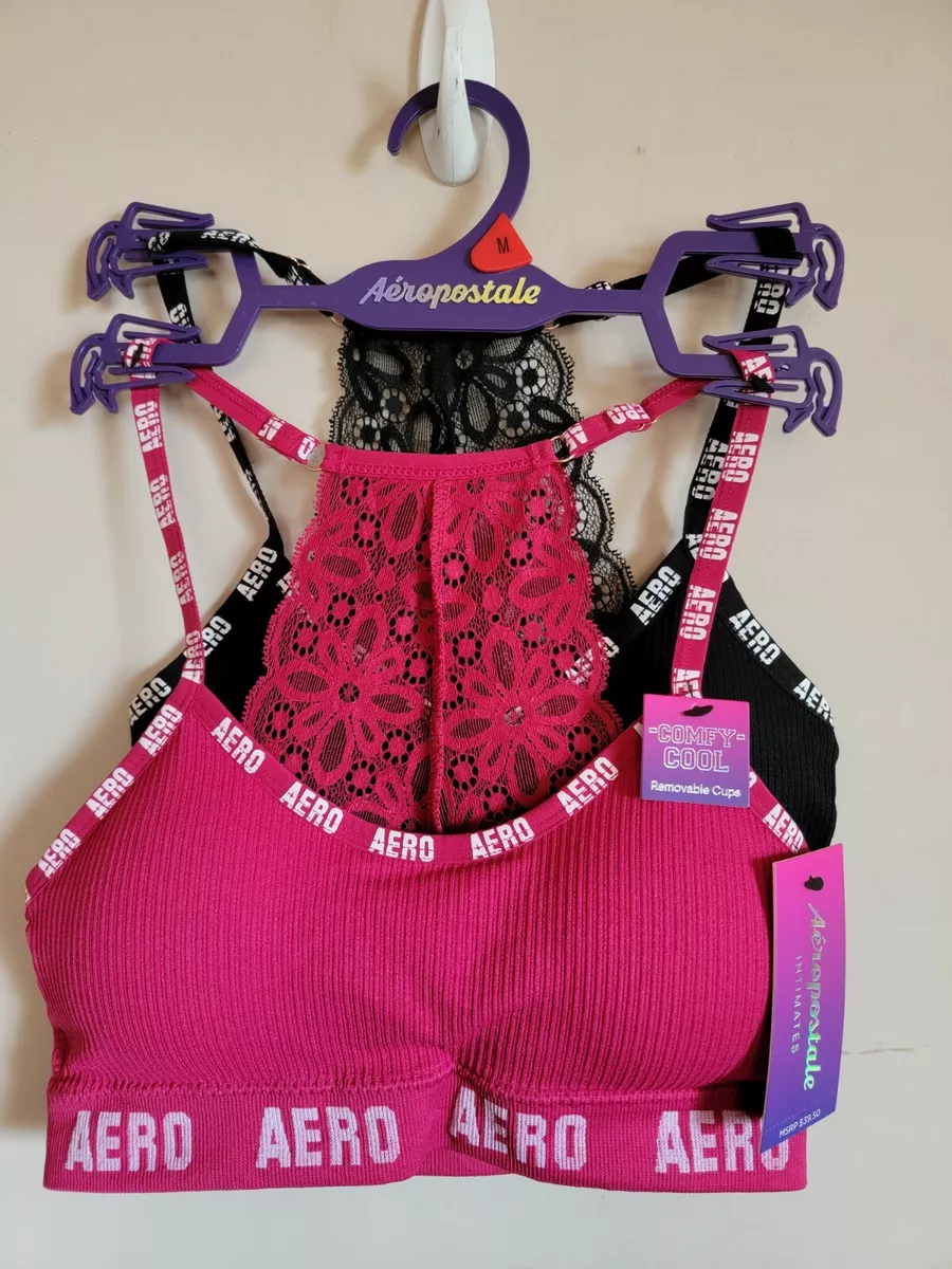 Aeropostale Brand: Set Of 2 Racer Back Sports Bras In Pink & Black - Brand  New