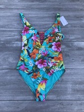 Banana Moon Plunge, High Leg, Low Back Swimsuit In Tropical Print Size 8