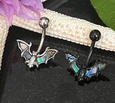 Anillo de vientre de murciélago con caparazón de abulón 14 g ombligo naval piercing joyería corporal 1 pieza