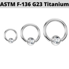 16G 18G 5/16" Implant Grade Titanium CZ Captive Ring Ear Nose Helix Septum Hoop