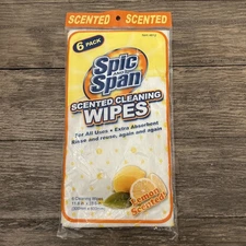 NEW Spic And Span Cleaning Wipes Lemon Scented 6 Pack Reusable Clean Home 2010