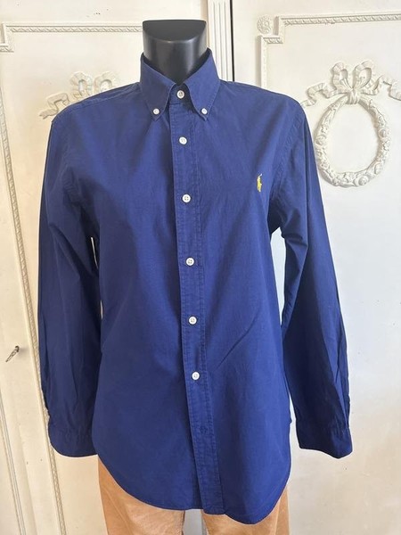 Men Polo Ralph Lauren Shirt Navy Cotton 38 / M / #CMOX