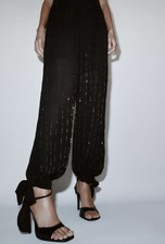 ZARA NWT Beaded Drawstring Balloon Pants Trousers Women's Size XL
