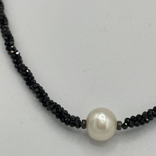 Pearl Black Spinel 925 Necklace Sterling Closure 16 To 18 Inches