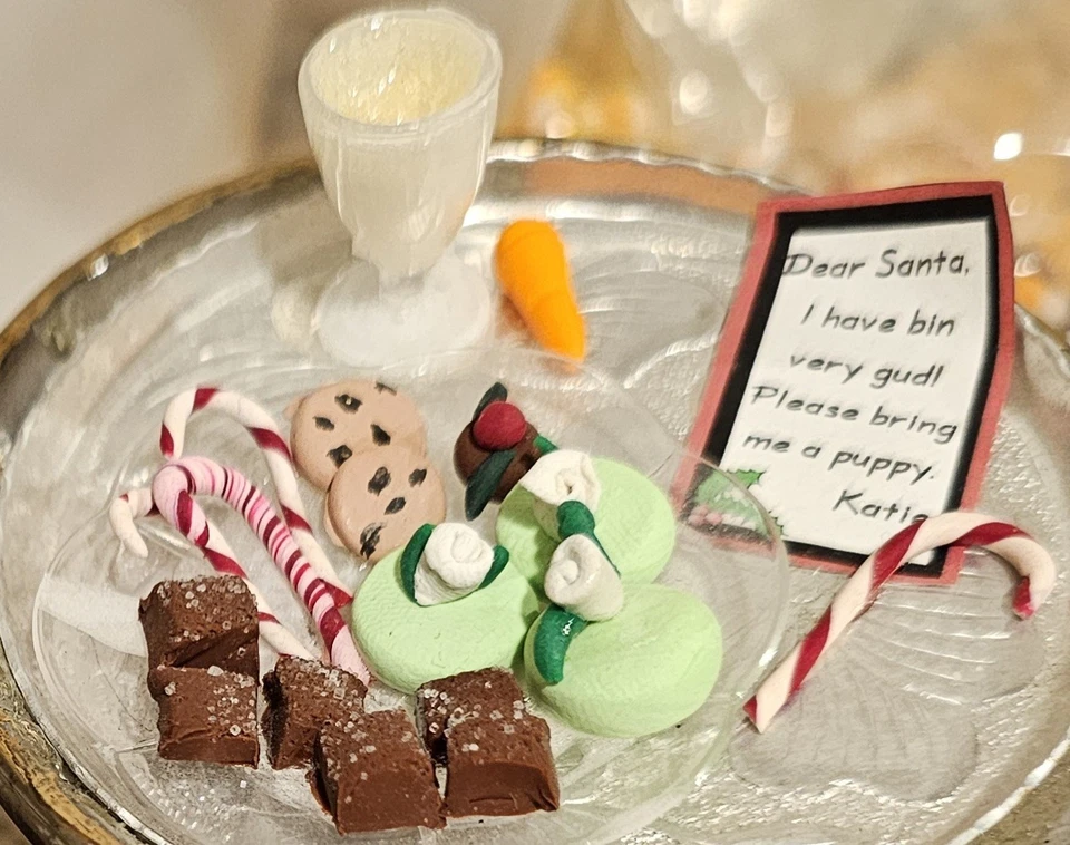 OOAK CUSTOM MADE DOLLHOUSE MINI COOKIES FOR SANTA TABLE 1:6 BARBIE SZ w/Milk +++ - Image 2 of 4