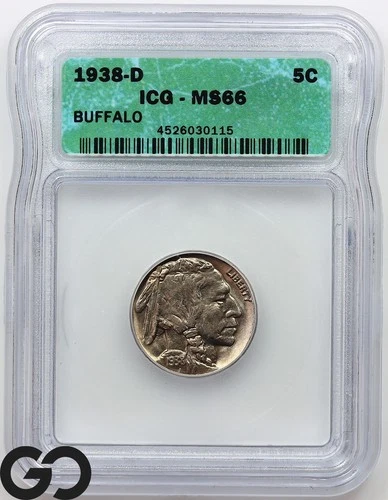 1938-D Buffalo Nickel ICG MS 66 ** Nice High Grade!