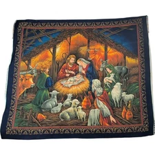 VIP Cranston Nativity Manger Fabric Panel 2006 Christmas Sewing Craft 35" x 40" 