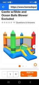 Inflatable Bounce House Kids Jumping Castle w/ Slide&Ocean Balls Blower Excluded