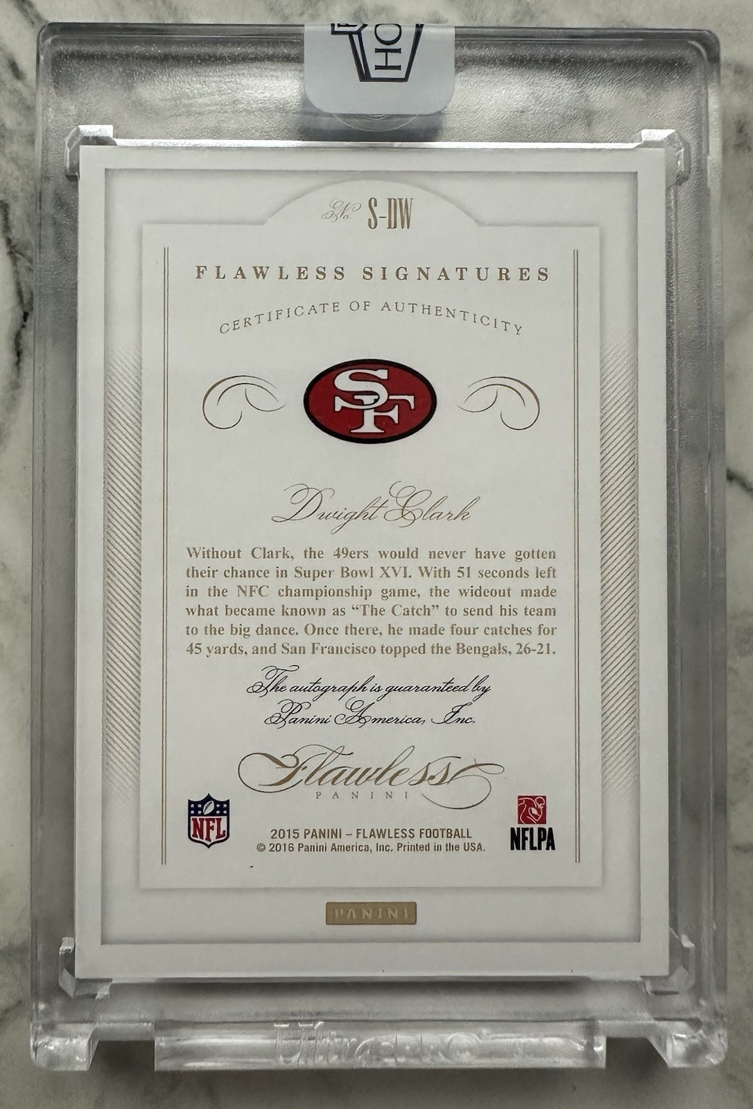 2018 Honors DWIGHT CLARK 2015 Flawless  On Card Auto /2 - Sealed Color Match view 2