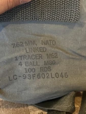 Ammo Pouch Tracer M62 Ball M80 Military Bag, Vintage 7.62mm NATO Linked