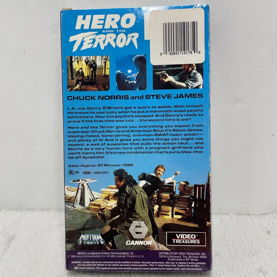 New Sealed Hero and The Terror 1990 VHS Chuck Norris Steve James NOS - Image 2 of 4