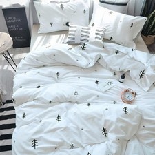 Kids Duvet Cover Full Cotton White/Grey,Premium Boys Girls Bedding Sets Queen